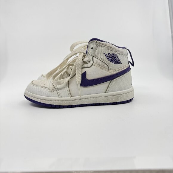 Nike Air Jordan 1 Kids Size 11C White/Purple High OG Streetwear 705321-137 - Picture 1 of 9